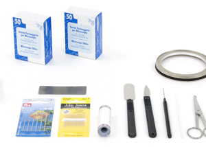 MICROSCOPE FIBERS KIT KIT VOOR DE BEREIDING VAN VEZELS, GAREN EN STOFFEN